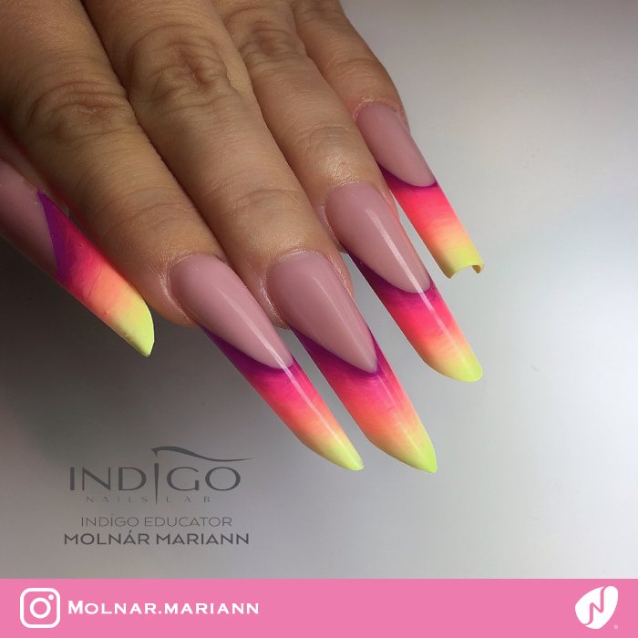 Neon Gradient Multi-shaped Nails